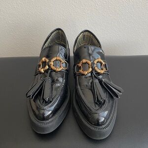 Circus by Sam Edelman Black Loafers with Gold Accents